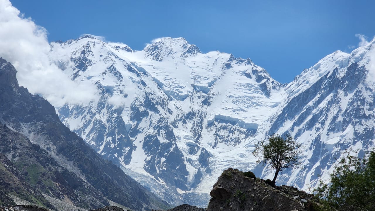 Trekking through deep snow towards Nanga Parbat, the Killer mountain.