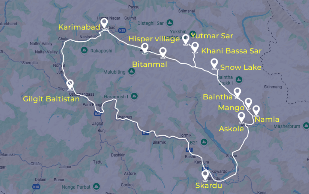 Detailed Trekking Route Map for Biafo Hispar Trek in the Karakoram />
<h2 class=