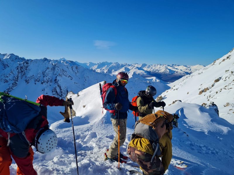 Ski mountaineering across the snow-covered Deosai Plateau in Pakistan
